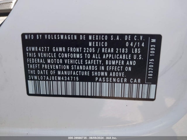 3VWL07AJ8EM434715 Volkswagen Jetta 1.8t Sel