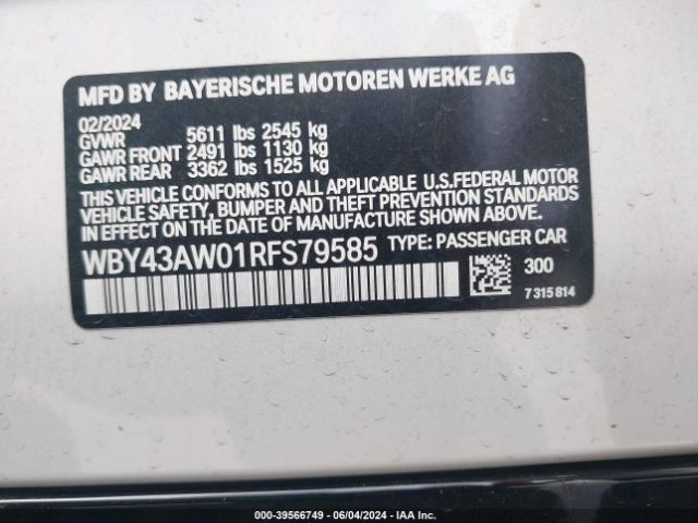 WBY43AW01RFS79585 BMW I4 Edrive35