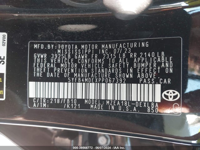 Toyota COROLLA LE 2023 5YFB4MDEXPP067392 Image 9