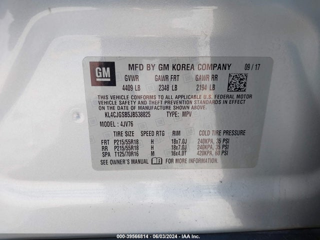 KL4CJGSB5JB538825 Buick Encore Essence