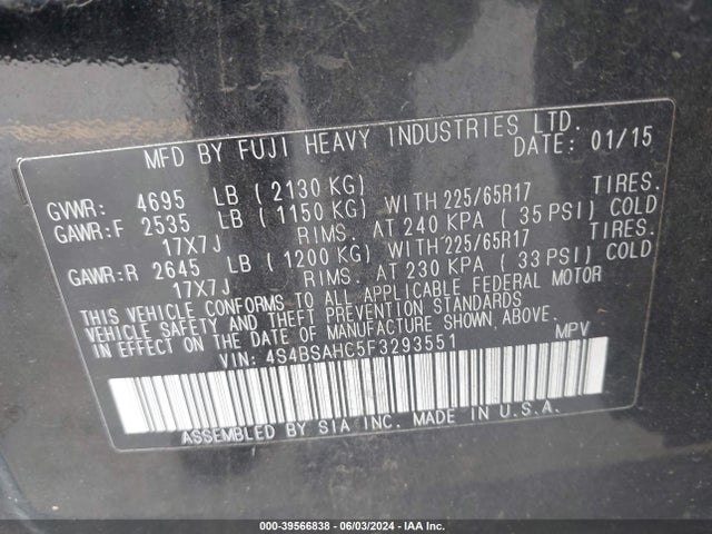 Subaru Outback 2.5i Premium 2015 4S4BSAHC5F3293551 Image 9
