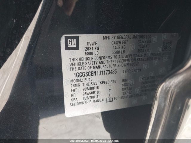 1GCGSCEN1J1173486 Chevrolet Colorado Lt