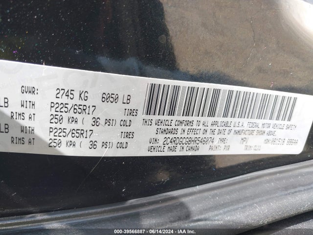 Dodge Grand Caravan Sxt 2017 2C4RDGCG8HR546074 Image 9