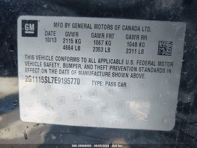 Chevrolet IMPALA 1LT 2014 2G1115SL7E9195770 Image 9