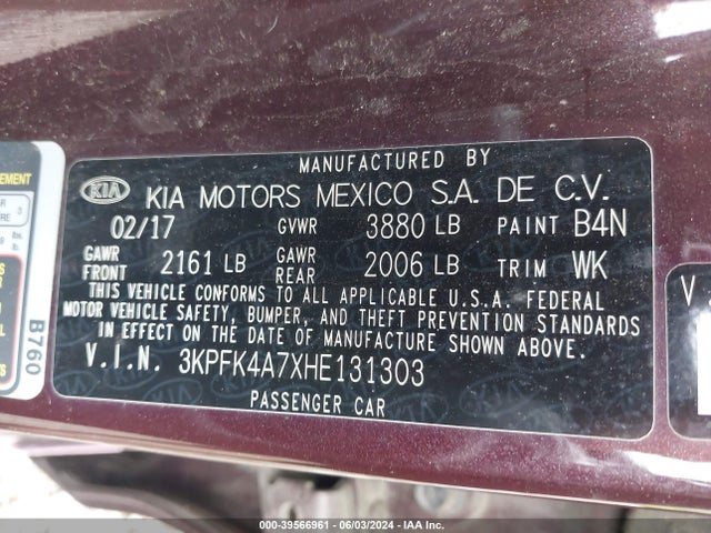 KIA FORTE LX 2017 3KPFK4A7XHE131303 Image 9