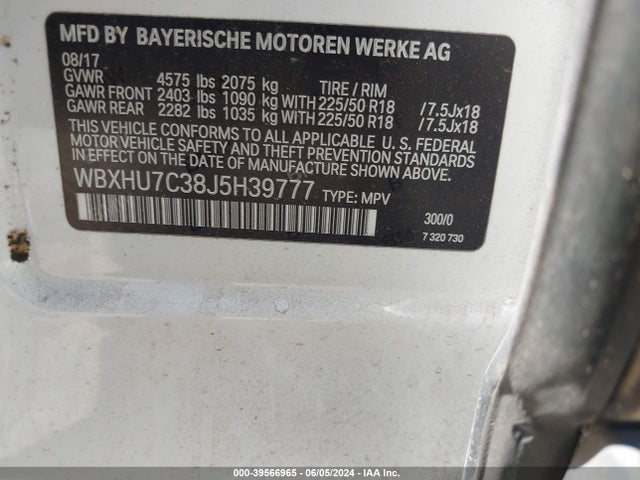 WBXHU7C38J5H39777 BMW X1 Sdrive28i