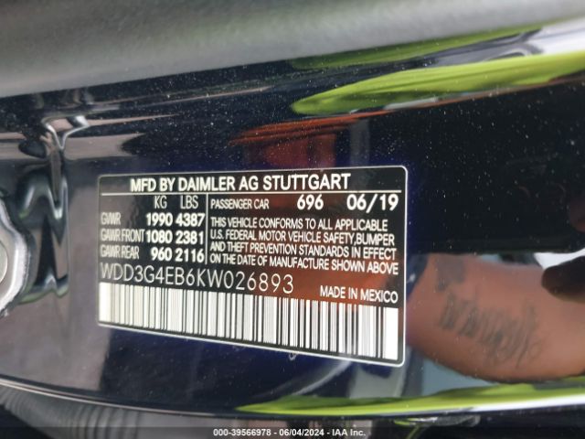 WDD3G4EB6KW026893 Mercedes-Benz A 220