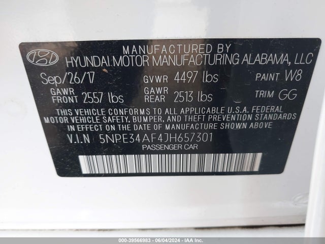 Hyundai SONATA SEL 2018 5NPE34AF4JH657301 Image 9