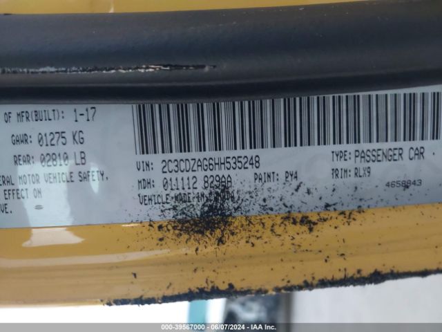 2C3CDZAG6HH535248 Dodge Challenger Sxt Plus