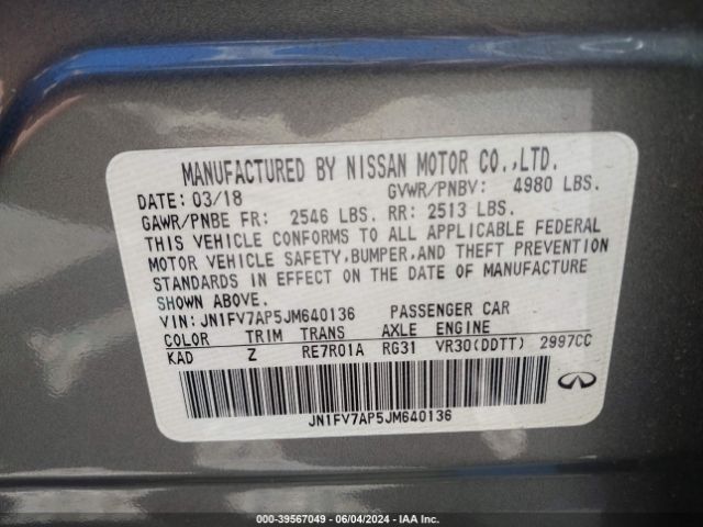 JN1FV7AP5JM640136 Infiniti Q50 3.0t Red Sport 400