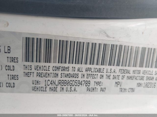 1C4NJRBB0GD594789 Jeep Patriot Sport
