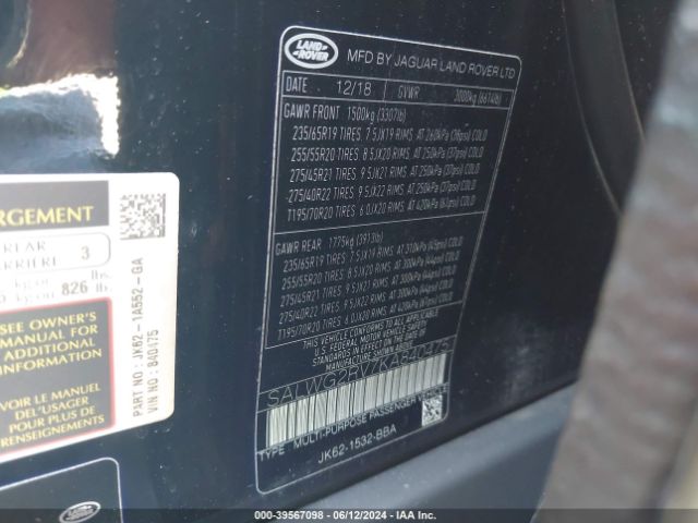 SALWG2RV7KA840475 Land Rover Range Rover Sport Se