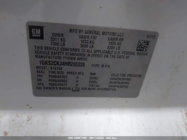 1GKS2CKJ4HR205326 GMC YUKON DENALI