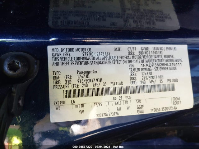 Ford FOCUS SEL 2017 1FADP3M26HL316111 Image 9