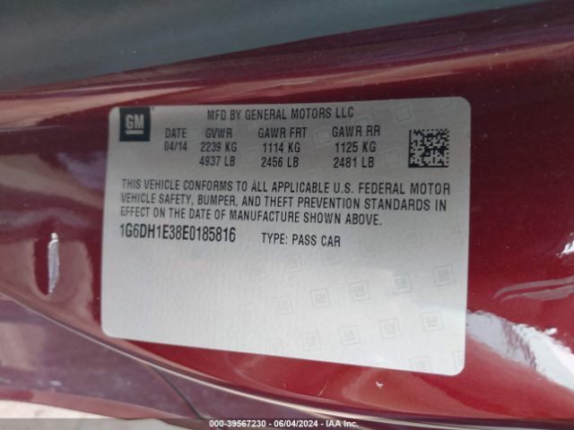 1G6DH1E38E0185816 Cadillac Cts Premium