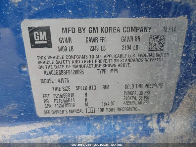KL4CJGSB9FB120095 Buick Encore Leather