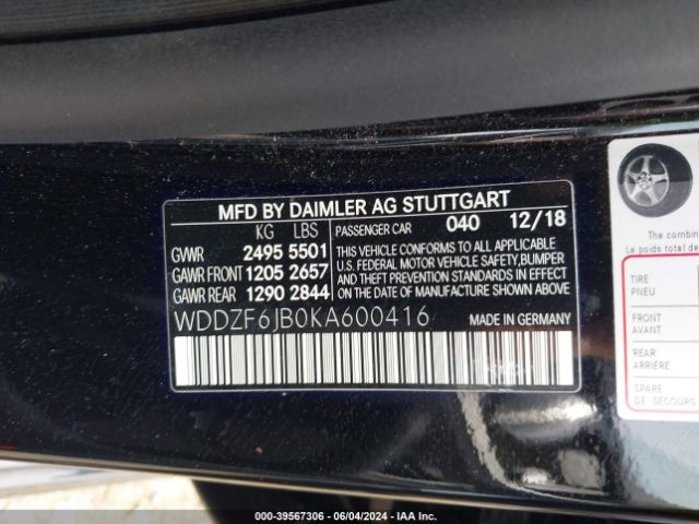 WDDZF6JB0KA600416 Mercedes-Benz E 450 4matic