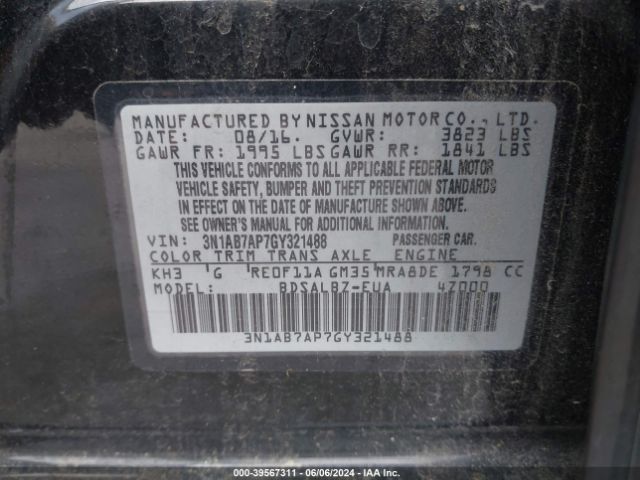 3N1AB7AP7GY321488 Nissan SENTRA S