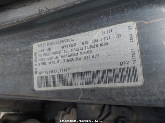 2004 PORSCHE CAYENNE WP1AB29PX4LA76077 Photo 8