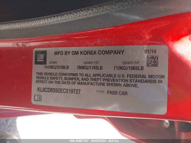 Chevrolet Spark 1lt Auto 2014 KL8CD6S92EC519727 Image 9