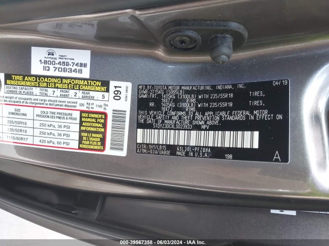 Toyota Sienna Limited Premium 2020 5TDYZ3DCXLS023933 Image 9