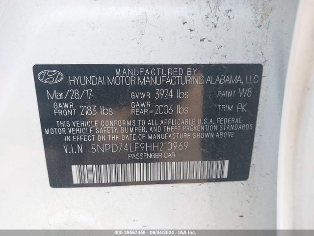 Hyundai ELANTRA SE 2017 5NPD74LF9HH210969 Image 9