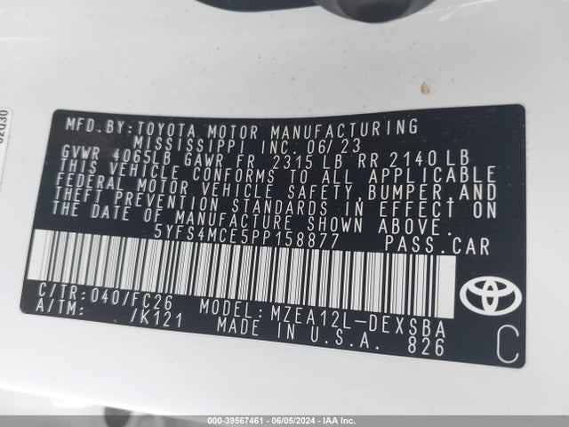 Toyota COROLLA SE 2023 5YFS4MCE5PP158877 Image 9