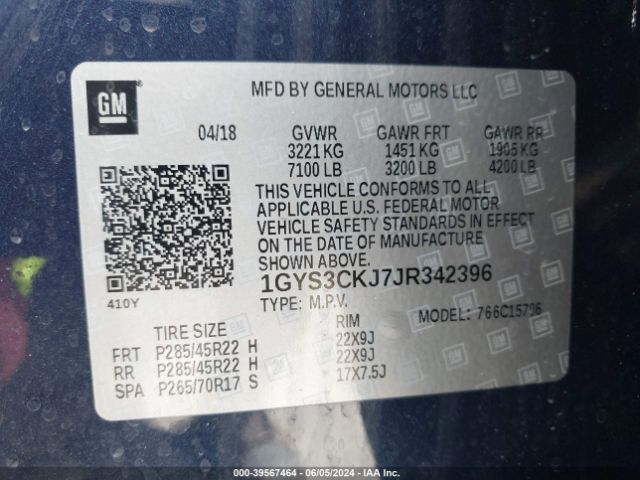 1GYS3CKJ7JR342396 Cadillac Escalade Premium Luxury