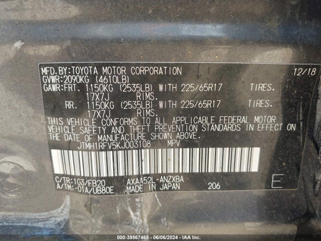 Toyota RAV4 LE 2019 JTMH1RFV5KJ003108 Image 9