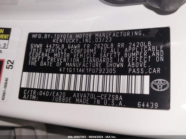 Toyota CAMRY SE 2023 4T1G11AK1PU792305 Image 9