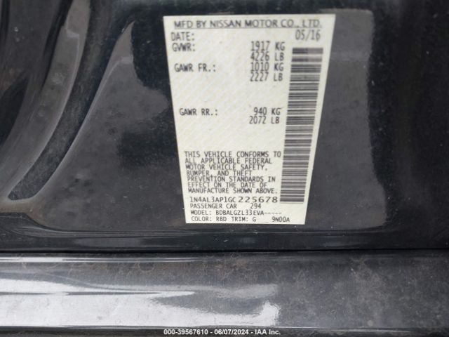 1N4AL3AP1GC225678 Nissan Altima 2.5 S