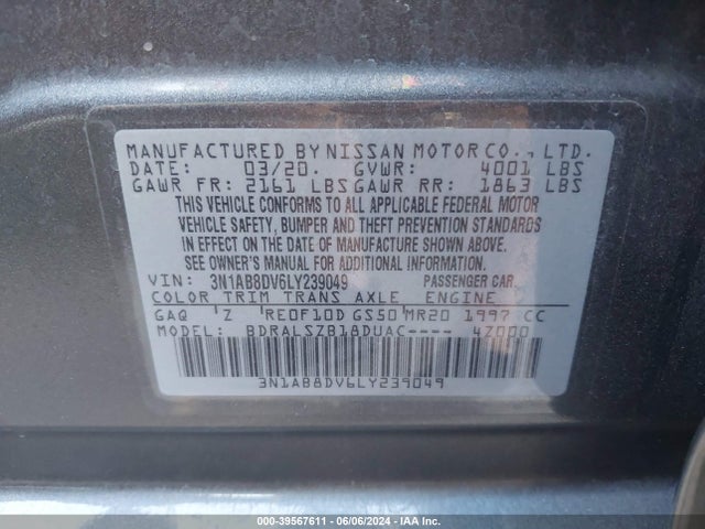 Nissan Sentra Sr Xtronic Cvt 2020 3N1AB8DV6LY239049 Image 9