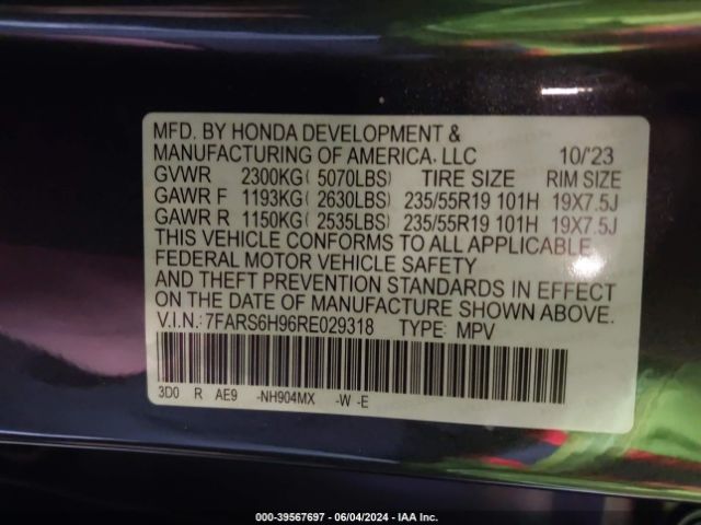 7FARS6H96RE029318 Honda Cr-v Hybrid Sport Touring