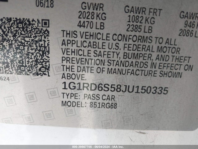Chevrolet Volt Premier 2018 1G1RD6S58JU150335 Image 9