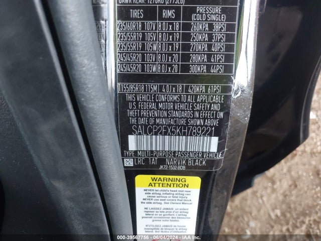 SALCP2FX5KH789221 Land Rover Discovery Sport Se