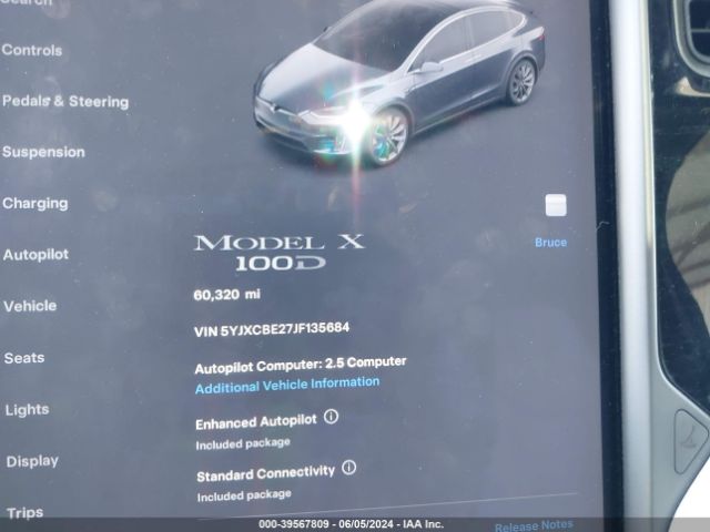 5YJXCBE27JF135684 Tesla Model X 100d/75d/p100d