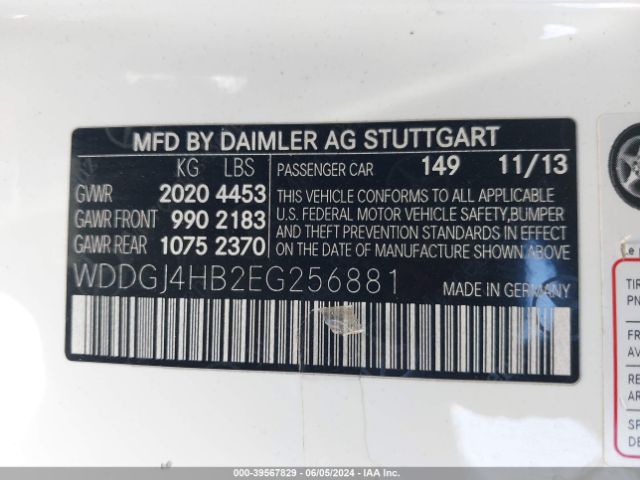 WDDGJ4HB2EG256881 Mercedes-Benz C 250