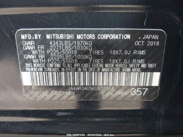 JA4AR3AU5KU007304 Mitsubishi Outlander Sport 2.0 Se