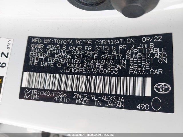 Toyota Corolla Hybrid Se 2023 JTDBCMFE7P3000953 Image 9
