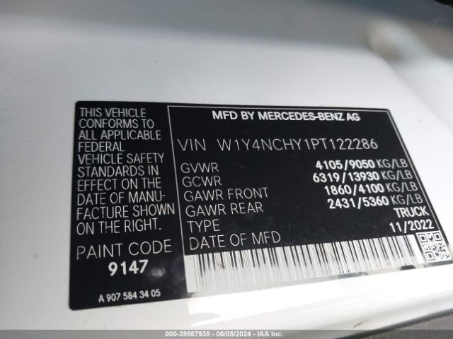 W1Y4NCHY1PT122286 Mercedes-Benz Sprinter 2500 High Roof 4-cyl Diesel Ho