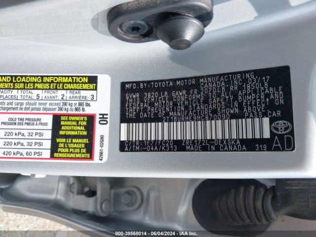 2017 TOYOTA COROLLA 2T1BURHE9HC870090 Photo 8