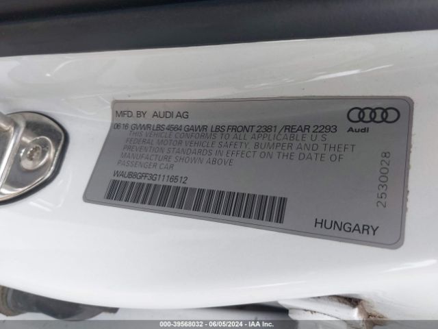 WAUB8GFF3G1116512 Audi A3 2.0t Premium