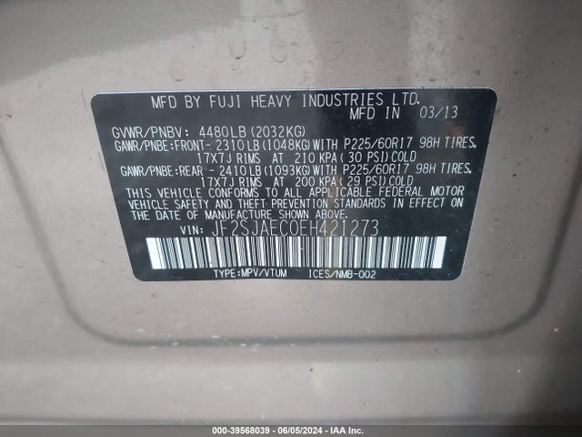 Subaru Forester 2.5i Premium 2014 JF2SJAEC0EH421273 Image 9