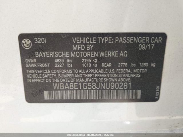 WBA8E1G58JNU90281 BMW 320i