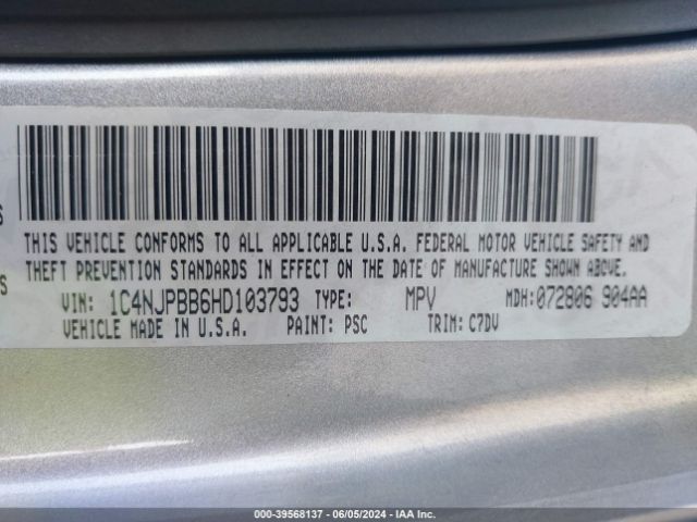 1C4NJPBB6HD103793 Jeep Patriot Sport Fwd