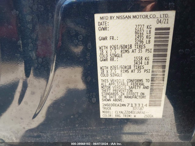 Nissan Frontier Sv 4x2 2021 1N6ED0EA1MN713314 Image 9
