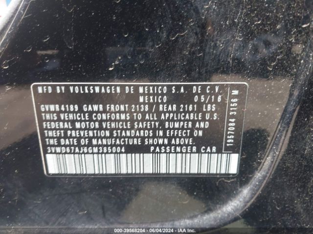 3VWD67AJ6GM385004 Volkswagen Jetta 1.4t Se