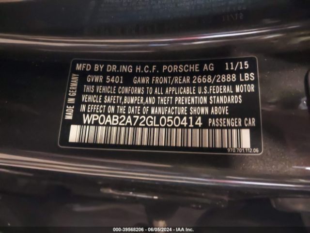 WP0AB2A72GL050414 Porsche Panamera 4s