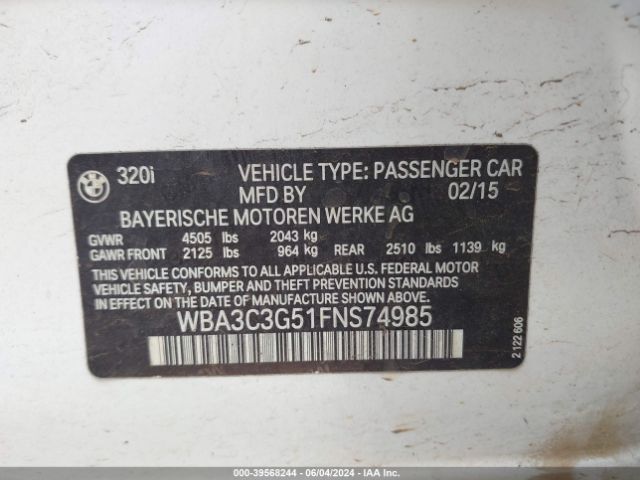 WBA3C3G51FNS74985 BMW 320i Xdrive
