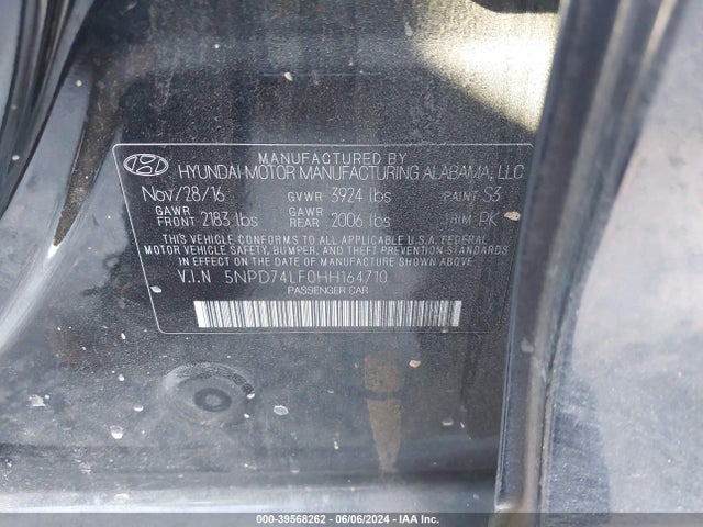 Hyundai ELANTRA SE 2017 5NPD74LF0HH164710 Image 9